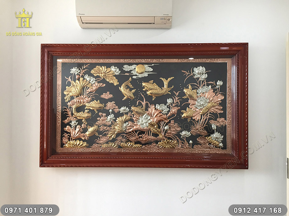 tranh c&aacute; ch&eacute;p  hoa sen tam kh&iacute;